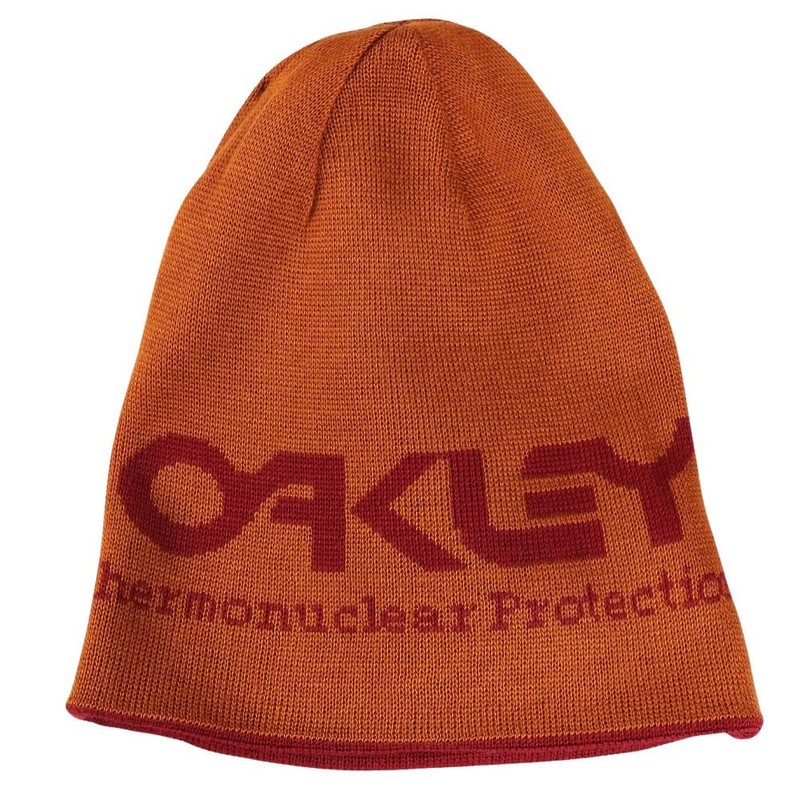 Oakley Men's Thermonuclear Protection Reversible Beanie Hat, Red iron