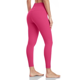 HeyNuts Essential 7/8 Leggings High Waisted Yoga Pants for Women, Soft Workout Pants Compression Leggings with Inner Pockets Hot Pink_25'' M(8/10)