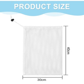 Nylon Mesh Drawstring Bags, 10Pcs Mesh Bags Drawstring Laundry Bags, Mesh Bags Drawstring Laundry Bags, Drawstring Mesh Washing Bag,Nylon Mesh Drawstring Bags with Cord Locks for Shower, Beach, White