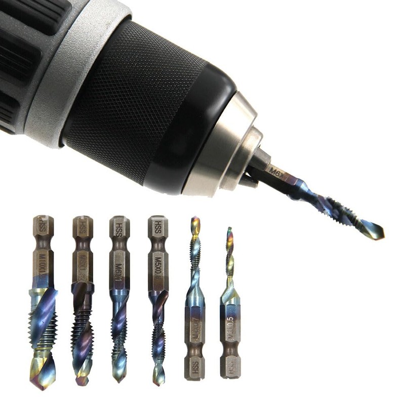 Tap Spiral 6-piece Tap Drill Set, High Speed Steel Tap