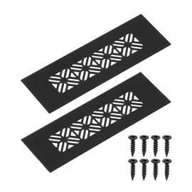 uxcell 2Pcs Aluminum Alloy Air Vents, 150 x 50mm / 5.9 x 2" Rectangle Louvered Ventilation Grille Cover with Mounting Screws for Door Cabinet Wardrobe, Matt Black