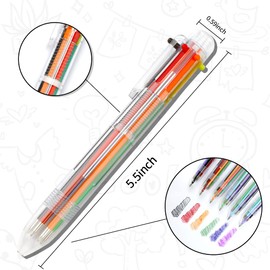 Multicolor Pen in One, Multicolor Ballpoint Pens, 6 Pack Retractable Multiple Color Pens 0.5mm 6-in-1, Rainbow Fun Pens for Kids Birthday Party Favor, Back to School Gift Classroom Prizes for Students