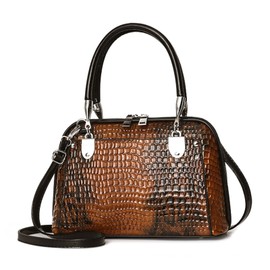 NICOLE & DORIS Retro Handbag for Women Shoulder Bags Classic Crocodile Shoulder Bag PU Leather Handbag Shopper Bag, Brown A, Retro