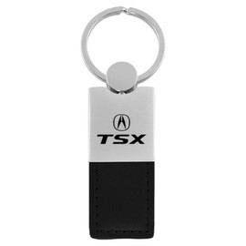 Au-Tomotive Gold, INC. Acura TSX Black Leather Chrome Car Fob Key Chain Ring