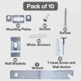 Security Picture Hangers for Art and Signage ,Anti-Theft Frame Locking Picture Hangers and T-Screw Security Plates for Art Galleries, Museums and Corporates (10 Pcs)