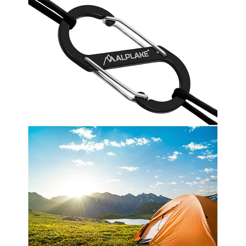 ALPLAKE ® - Pack of 4 Material Carabiners, Double Carabiner,