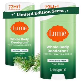 Lume Desodorante natural – axilas y partes privadas – Sin aluminio, sin bicarbonato de sodio, hipoalergénico y seguro para pieles sensibles – Paquete de dos barras de crema de 2.2 onzas (abeto plateado)