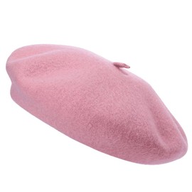 CHAAL® Adult Wool Beret Hat Women French Style Beret Hat Plain Classic Color Beret Hat, Unisex Soft Warm Outdoor Vintage Artist Hat Beanie Unisex Beret Hat Pink