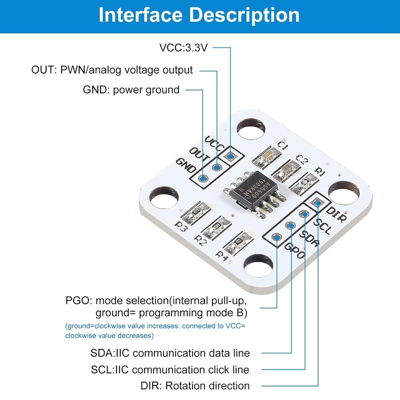 AITIAO 4Pcs AS5600 Magnetic Encoder Magnetic Induction Angle Measurement Sensor