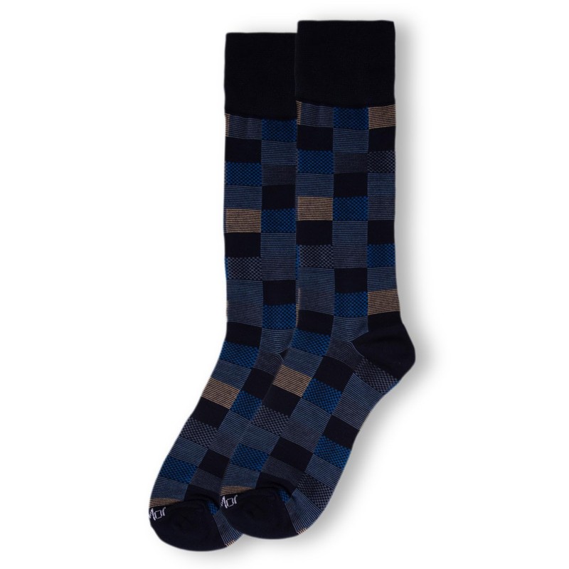 MeMoi Men's Checkerboard Plaid Rayon Dress Crew Socks Black 10-13