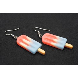 Miniblings Ice lolly earrings, hanging sorbet on a handle, pink / beige / blue, original fashion jewellery, silver-plated earrings, Plastic