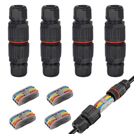 andefu 4Pcs 3-pin IP68 Outdoor Waterproof Junction Box Cable Connector/Quick Terminal (Waterproof up to 4 Meters), ferrous