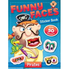 Funny Faces Coloring Sticker Book - Pirates Includes 2 Pages with Over 50 Stickers 16 Pages
