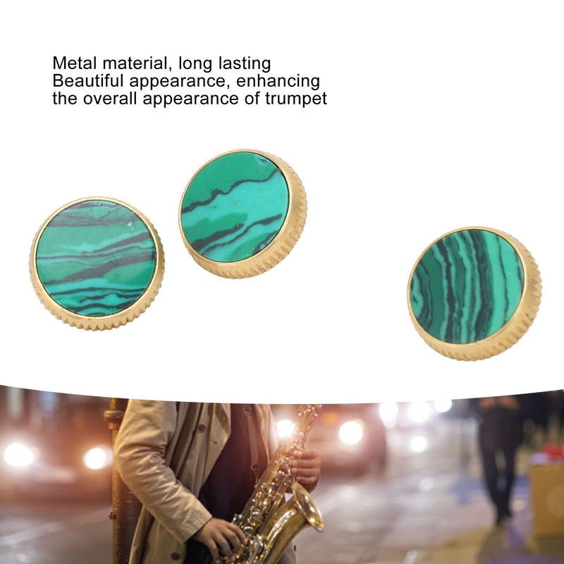 3 Pcs Trumpet Valve Cap Embedded Green Standard Metal Finger