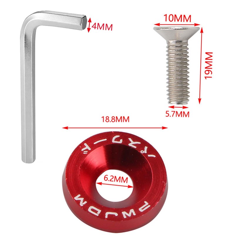 30 Pairs Car Countersunk Washers Screws M6, Anodised Aluminium Washers