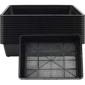 Paquete de 14 Bandejas de Inicio de Semillas de 37 x 30 x 7 cm, Bandejas de Cultivo de Parte Inferior de Malla de Plástico para Cultivo, Plantulas, Microverde
