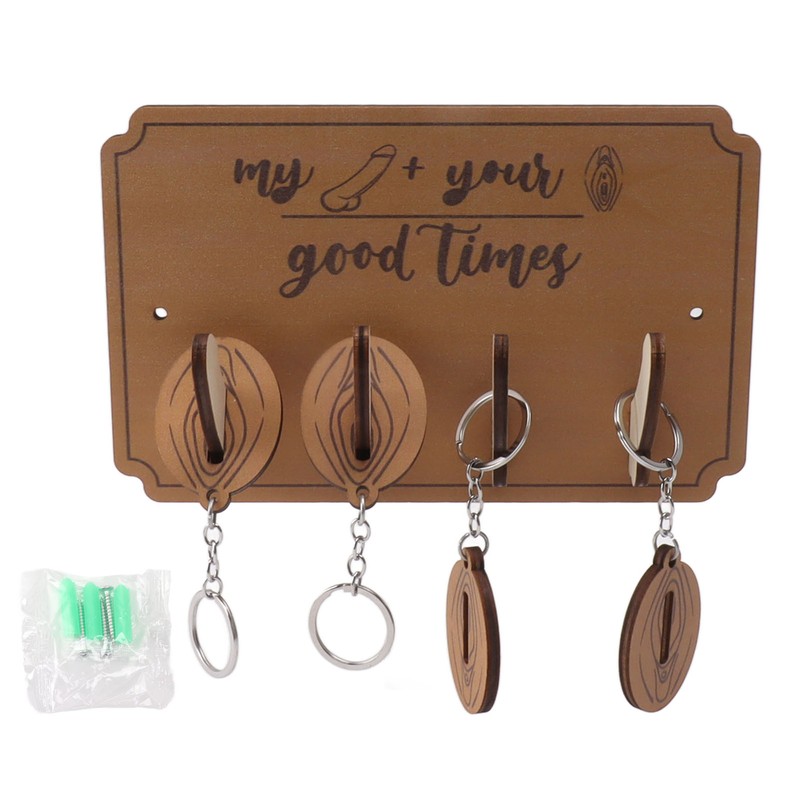 Key Holder Rack 4 Hook Cute Pendant Poplar Wooden Key