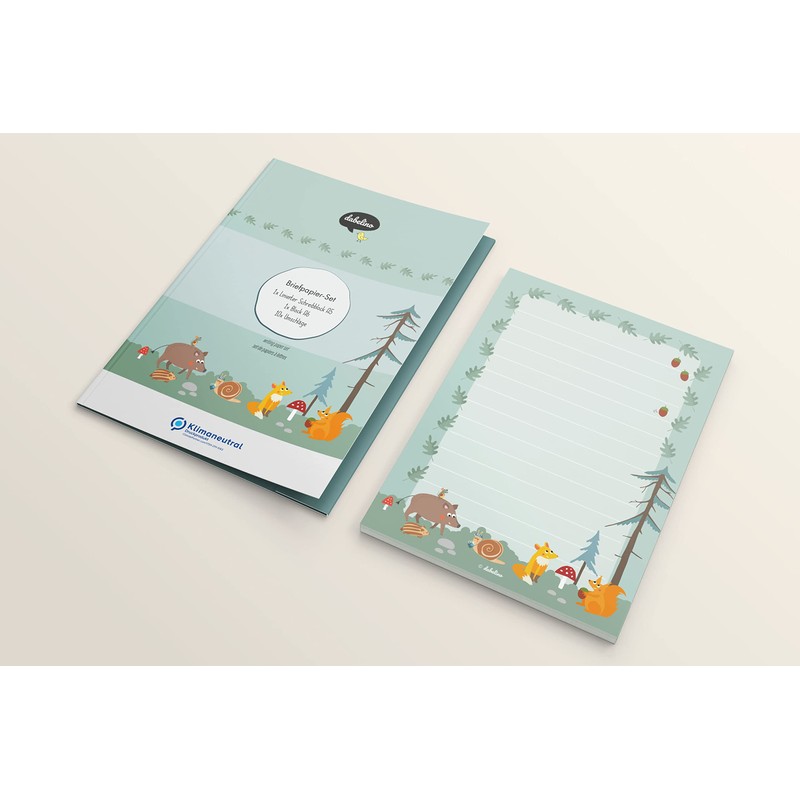 dabelino® Kids Stationery Set: Forest Animals (Fox, Squirrel) - A5