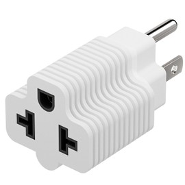 4-in-1 15 Amp to 20 Amp AC Adapter - 5-15P to 5-20R, 6-15R, 6-20R, 15A 125V to 20A 250V (White, 3 Pack)