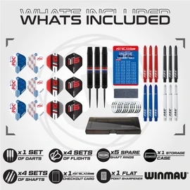 WINMAU PDC Ultimate Set with 22G Steeltip Brass Darts and Accessories - Includes Dart Flights and Shafts (Stems)