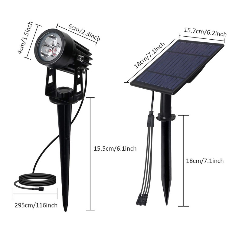 T-SUN RGB Solar Spotlights Outdoor, 5W Solar Lights with 4