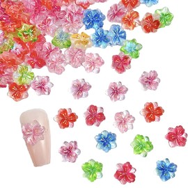 100pcs 3D Blume Nagel Charms Nägel Zubehör Nageldesign Glitzersteine Nailart Strasssteine Flower Nail Charms Luminous Flower Nail Art Charms Bunte（Fünf Farben）