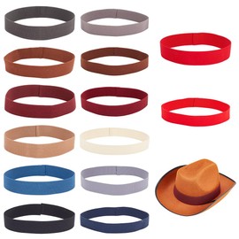 AHANDMAKER Pack of 14 Mixed Stretchy Hat Bands for Western Cowboy Hat Bands for Cowboy Hat, Fedora Hat with Curved Brim, Straw Hat Decoration, Hat Accessories, multicoloured