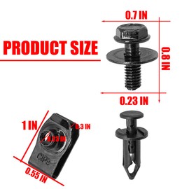 Osilly 70 PCS Engine Under Cover Splash Shield Body Bolts Screws, Universal Extruded U-Nuts Kit, Bumper Fender Liner Push Retainer Fastener Clips, Replacement for G35 G37 FX35 FX45 EX35