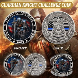 ASmileIndeep Knight Guardian Challenge Coin – Police Challenge Coin -Thin Blue Line Law Enforcement Hero Medallion - Honor Police Officers Knight Protect Commemorative Gifts