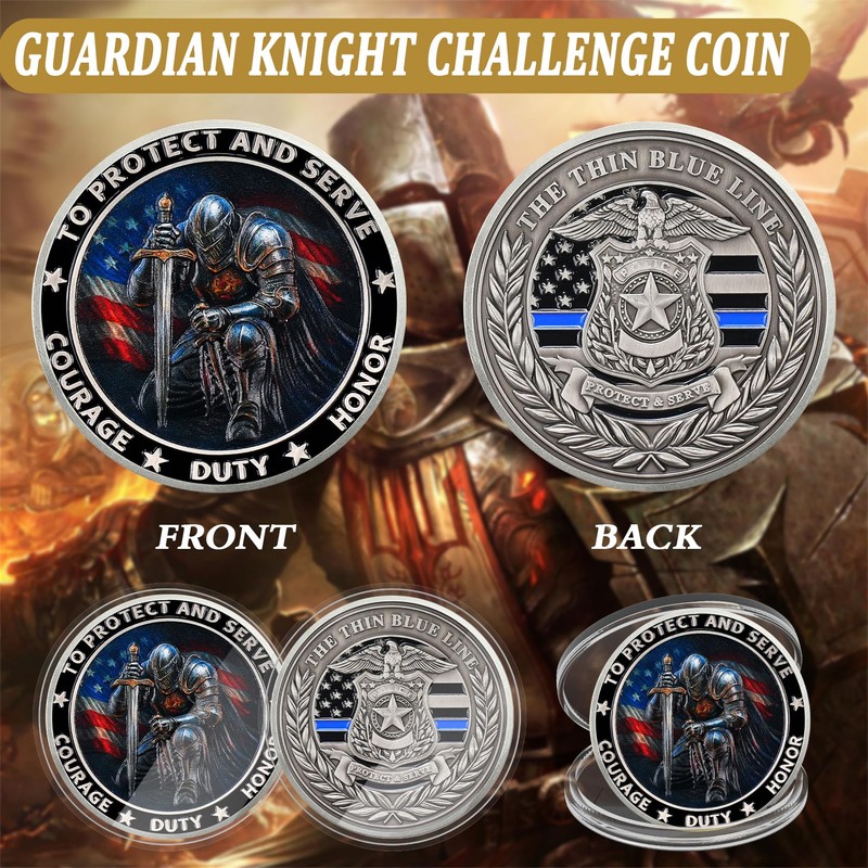 ASmileIndeep Knight Guardian Challenge Coin – Police Challenge Coin -Thin