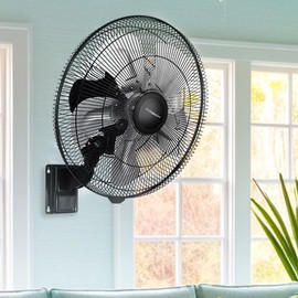 TREATLIFE HOME Powerful 90-Degree Oscillating Wall Mount Fan for Indoor/Outdoor Use, 5 Adjustable Speeds, Durable Metal Blades, Black