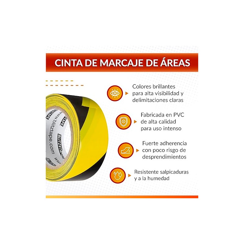PACKSYS Cinta de Marcaje de Area Delimitadora Advertencia y Señalización