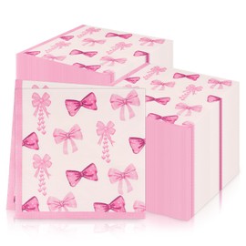 Pink Bow Napkins, Pink Theme Decorative Party Tissues, Table Decorations for Girls' Birthday Party and Various Party Activities