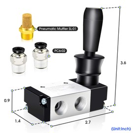 TAILONZ PNEUMATIC 3 Way 2 Postion Air Hand Lever Operated Valve 1/4"NPT Pneumatic Solenoid Valve Manual Control Push-Pull 3H210-08