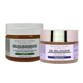 Nuestra Tierra Cosmética Kit Peeling Regenerante con Baba de Caracol, Gel Rellenador 3D Facial y Protector Solar FPS 50+