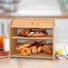 WRONWA Natural Bamboo Bread Box for Kitchen Countertop, Double Layer
