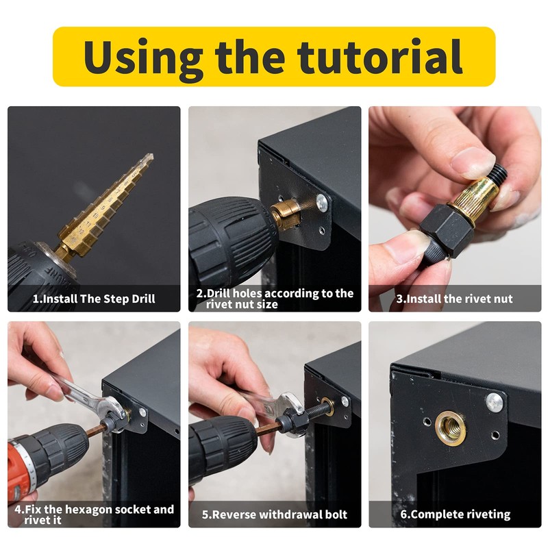 20pcs M6 Rivet Nuts with Hand Rivet Nut Tool Set,