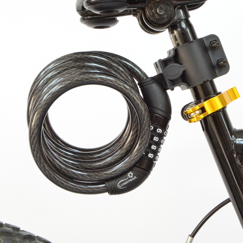 Lumintrail Bike Cable Lock 6 ft Self Coiling 12mm Braided