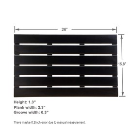 GOBAM Bamboo Bath Mat, Large, 26 x 15.8 x 1.3 inch - Non-Slip Floor Mat for Bathroom, Spa, Sauna, Kitchen, Indoor & Outdoor Spaces, Shower Mat for Bathroom Decor - (Black, 26" long)