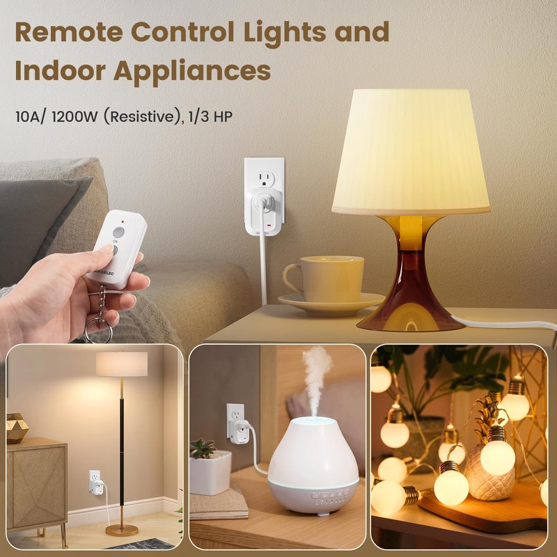 SURAIELEC Wireless Light Switch Remote Control Outlet, No Wiring Needed,