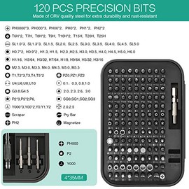 ORIA Juego de destornilladores de precisión, nueva versión 130 en 1 con 120 puntas de destornillador (117 piezas 28 mm, 3 piezas 35 mm), kit de herramientas de reparación con magnetizador para teléfono inteligente, electrodomésticos