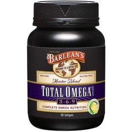 Barlean's Total Omega 3 6 9 Softgels, Blended Fish Oil Supplement with Borage and Flaxseed Oil, 1,000 mg Omegas ALA, EPA, DHA and GLA for Joint Support Supplements and Heart Health, 90 Count