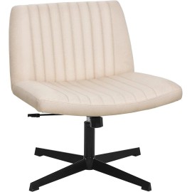No brand Criss Cross Chair Legged Office Wide Comfy Desk Seat, No Wheels Armless Computer