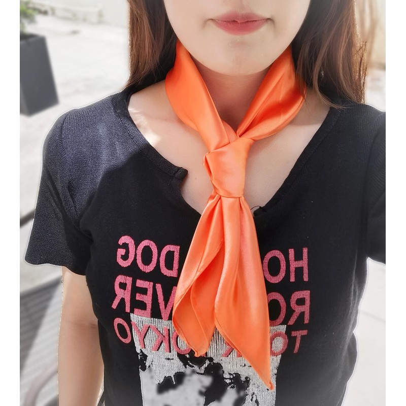 1 Piece of Orange Square Satin Scarf Wrap Neck Scarf