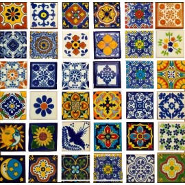 Escanver Azulejo Talavera 5x5cm 60 Pzas Confeti Multicolor Surtido Mx