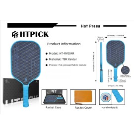 Shipping 16mm Thickness Carbon Fiber Pickleball Paddle T700 Honeycomb CoreMaterial: Carbon Fiber, Color: Blue