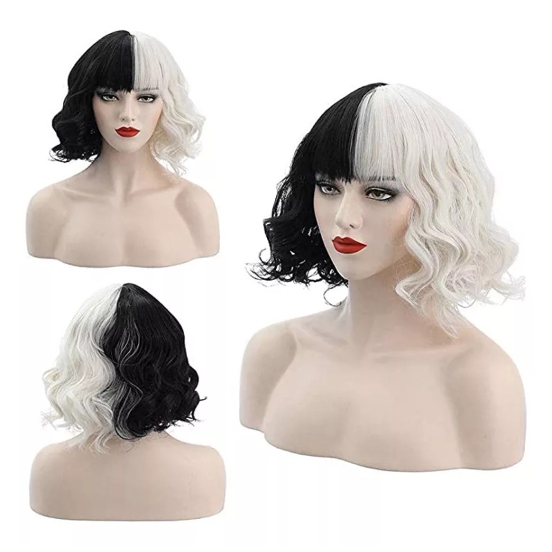 Generic Peluca Cosplay Bruja Negra Y Blanca Cruella