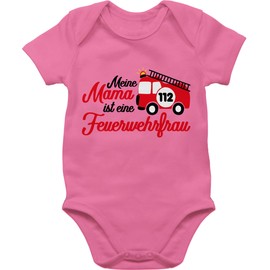 Shirtracer - Baby Bodysuit Boy Girl - Fire Brigade - Meine Mama ist eine Feuerwehrfrau, 3 Pink
