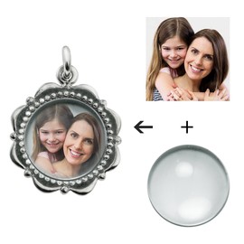 Qina C Personalisierter Armreif aus 925er-Sterlingsilber mit Foto-Anhänger, verstellbarer Draht-Armreif