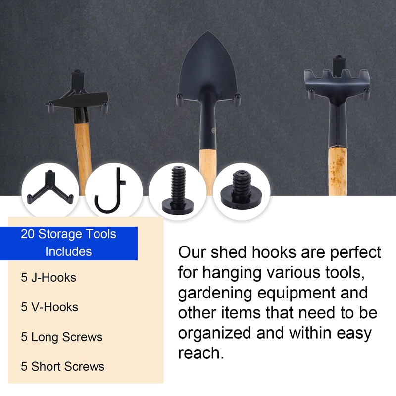 20pcs Tool Hooks for Suncast/Craftsman, V & J Shape Storage